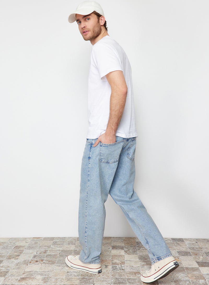 trendyol Blue Baggy/90's Straight Fit Jeans Loose Jeans TMNSS24JE00012 - Image 3