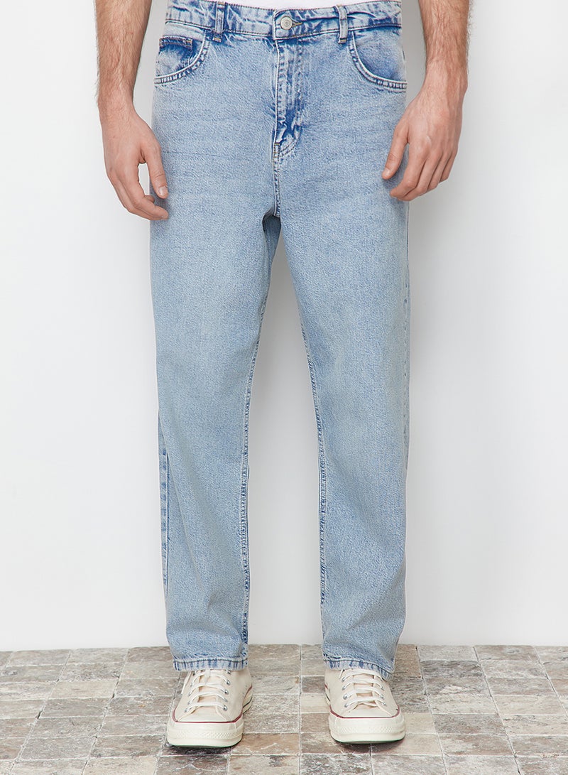 trendyol Blue Baggy/90's Straight Fit Jeans Loose Jeans TMNSS24JE00012 - Image 5