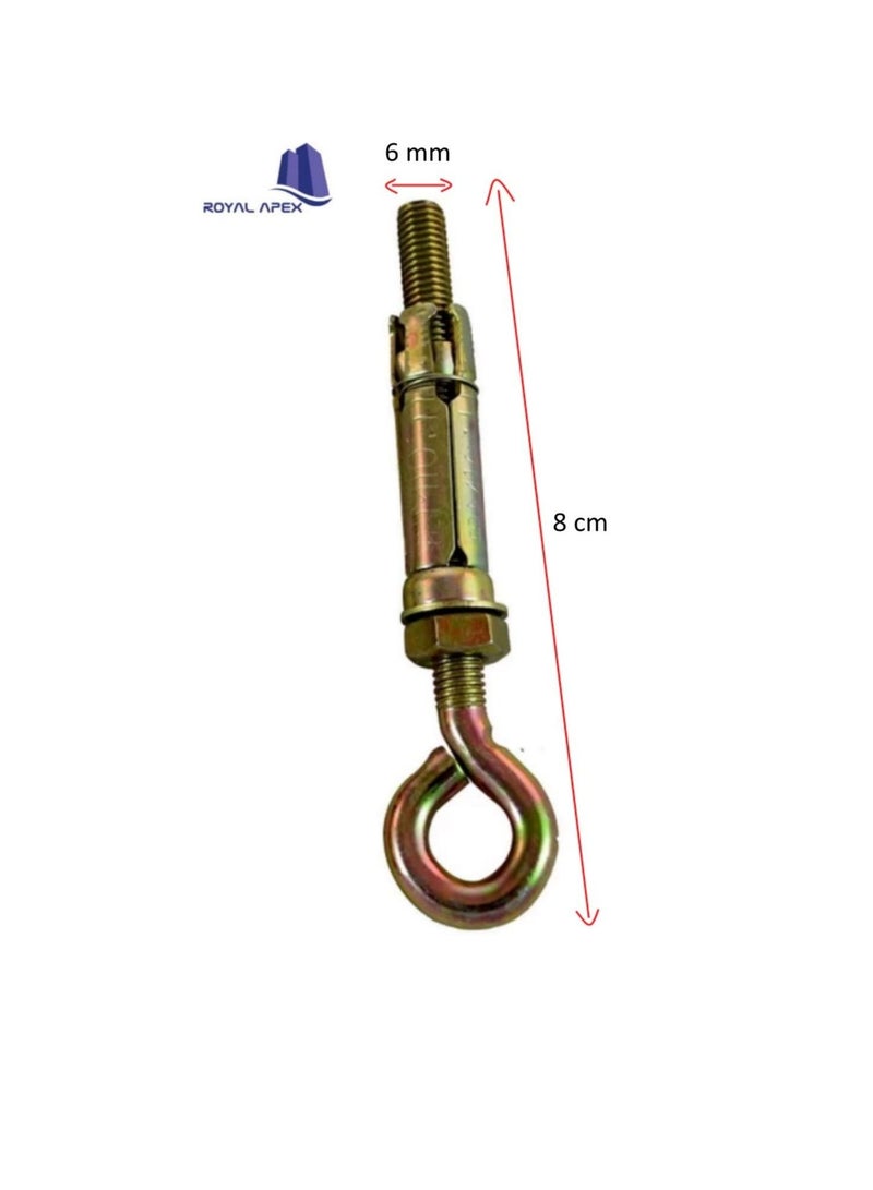 High Strength Metal Sleeve Shield Closed Hook/Eye Hook | Open Hook Anchor Bolt Pack of 5 (CLOSED HOOK, 6 MM) - Image 3