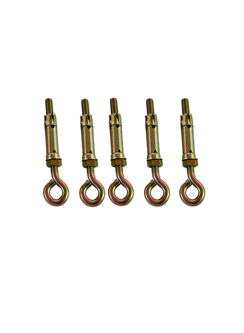 High Strength Metal Sleeve Shield Closed Hook/Eye Hook | Open Hook Anchor Bolt Pack of 5 (CLOSED HOOK, 6 MM) - Image 1