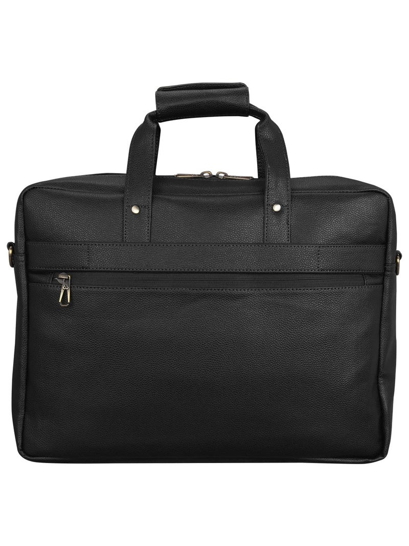 COSMUS Signet PU Leather Laptop Messenger Office Bag with Trolley Strap (BLACK) - Image 3