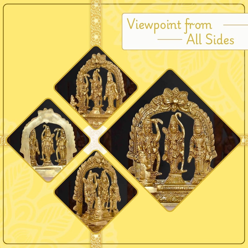 CRAFTHUT CRAFTHUT Ram Darbar Brass Murti Statue for Pooja Room Gift Religious Idol Figurine for Home Office Decor Hindu Lord Ram with Laxman and Goddess Sita Devi L7cm x B25cm x H9cm 230 g  - Image 3