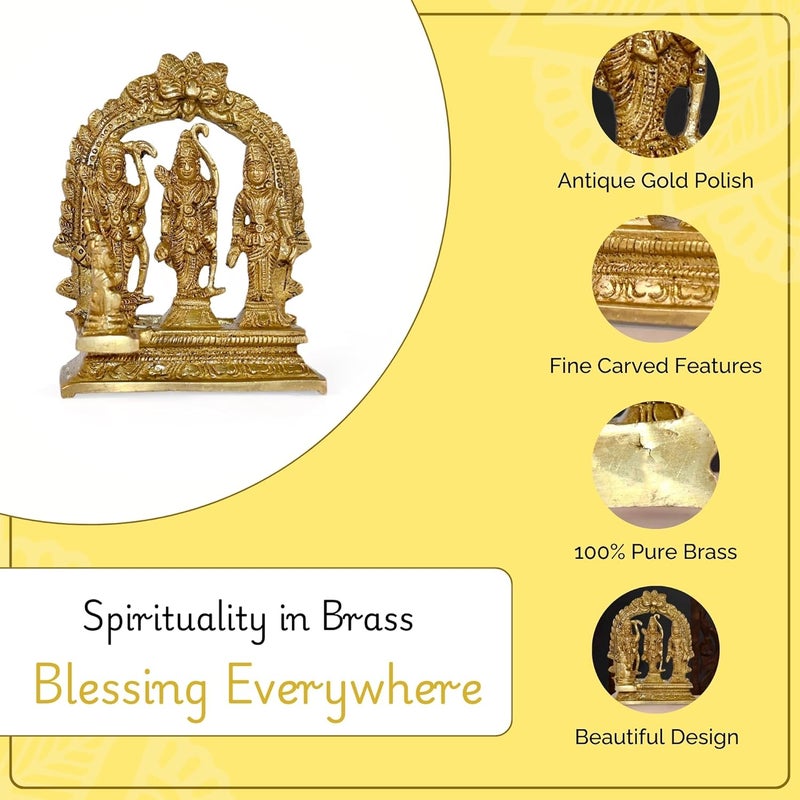 CRAFTHUT CRAFTHUT Ram Darbar Brass Murti Statue for Pooja Room Gift Religious Idol Figurine for Home Office Decor Hindu Lord Ram with Laxman and Goddess Sita Devi L7cm x B25cm x H9cm 230 g  - Image 2