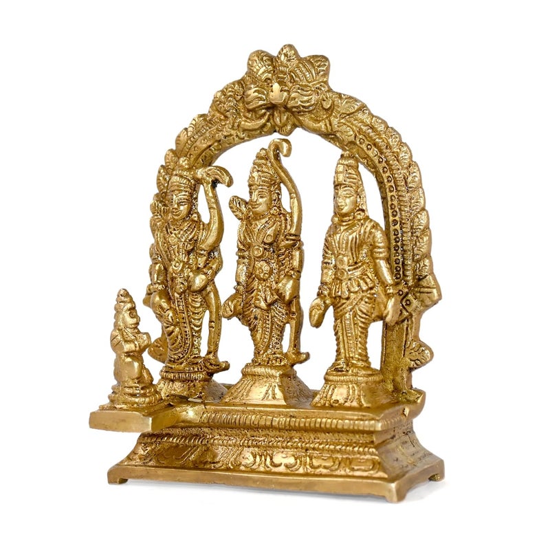CRAFTHUT CRAFTHUT Ram Darbar Brass Murti Statue for Pooja Room Gift Religious Idol Figurine for Home Office Decor Hindu Lord Ram with Laxman and Goddess Sita Devi L7cm x B25cm x H9cm 230 g  - Image 4