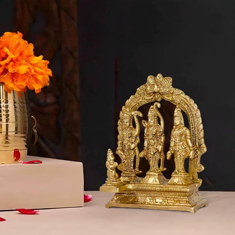 CRAFTHUT CRAFTHUT Ram Darbar Brass Murti Statue for Pooja Room Gift Religious Idol Figurine for Home Office Decor Hindu Lord Ram with Laxman and Goddess Sita Devi L7cm x B25cm x H9cm 230 g  - Image 5