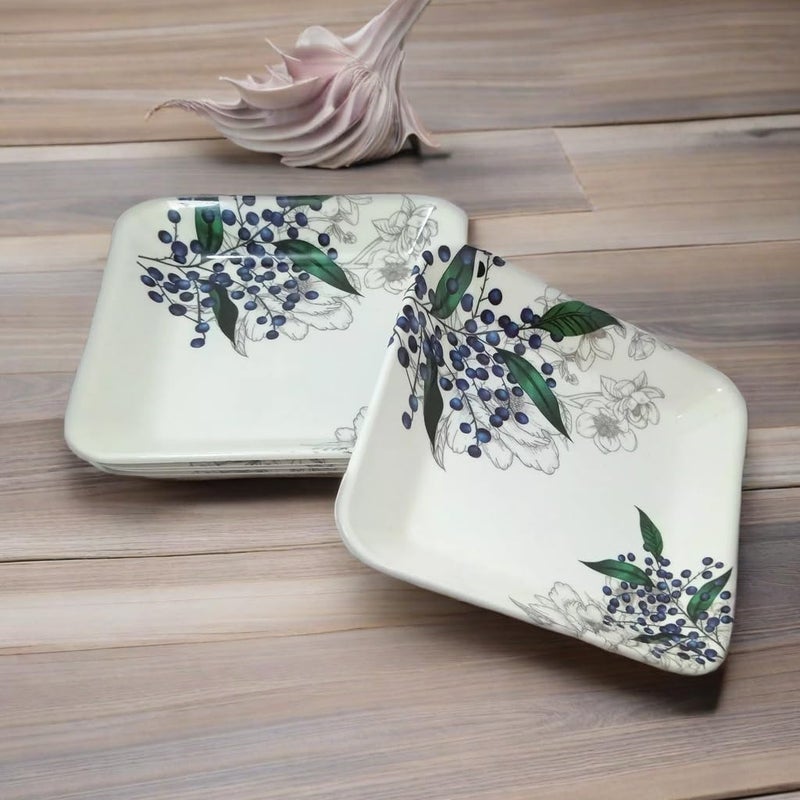 BHOJANWARE Melamine Pack of 6 Square Snack Quarter Plates (Size-5.5 Inch / 14 CM) - Perfect Addition to Your Kitchen Utensils and Plates Collection. - Image 1