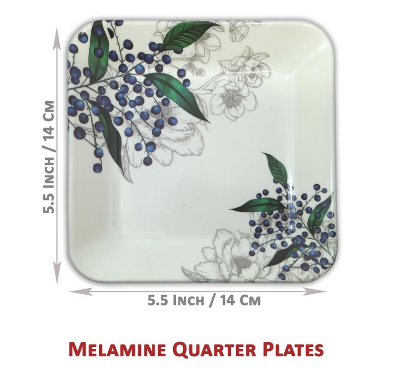 BHOJANWARE Melamine Pack of 6 Square Snack Quarter Plates (Size-5.5 Inch / 14 CM) - Perfect Addition to Your Kitchen Utensils and Plates Collection. - Image 2