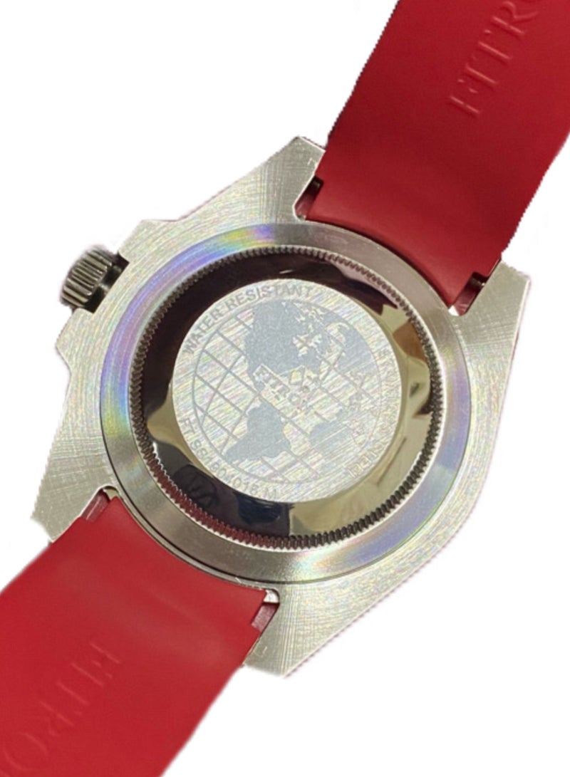 Fitron Men’s Wrist Watch with Red Rubber Strap and Red/Blue Case - Image 2