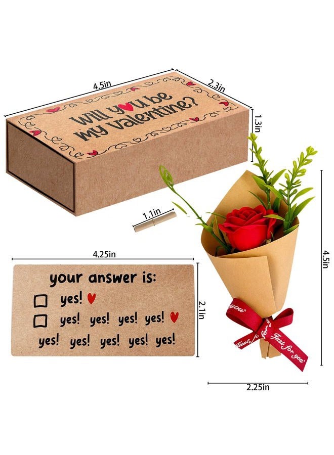 Qumic Will You Be My Valentine Card – Handmade Cute Love Card Matchbox with Mini Rose, Surprise Gift, Anniversary or Valentines Day Gift for Her, Him, Wife, Husband, or Girlfriend, Boyfriend, Couples - Image 2