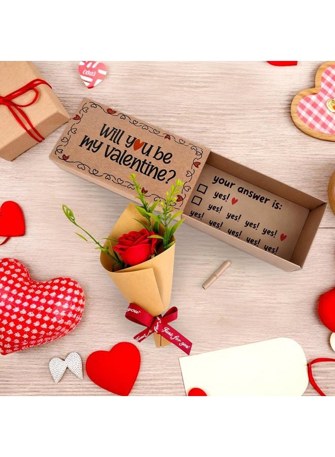Qumic Will You Be My Valentine Card – Handmade Cute Love Card Matchbox with Mini Rose, Surprise Gift, Anniversary or Valentines Day Gift for Her, Him, Wife, Husband, or Girlfriend, Boyfriend, Couples - Image 3