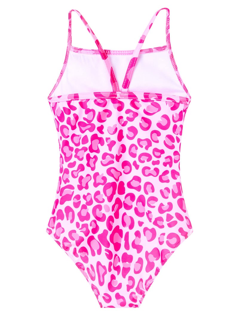 Nokecina Girls Swimsuit Size 5-6 Years Old One Piece Bathing Suit Pink Leopard Swimwear with UV Protection for Swim Lesson - Image 2