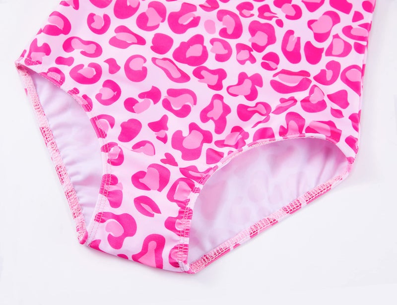 Nokecina Girls Swimsuit Size 5-6 Years Old One Piece Bathing Suit Pink Leopard Swimwear with UV Protection for Swim Lesson - Image 5