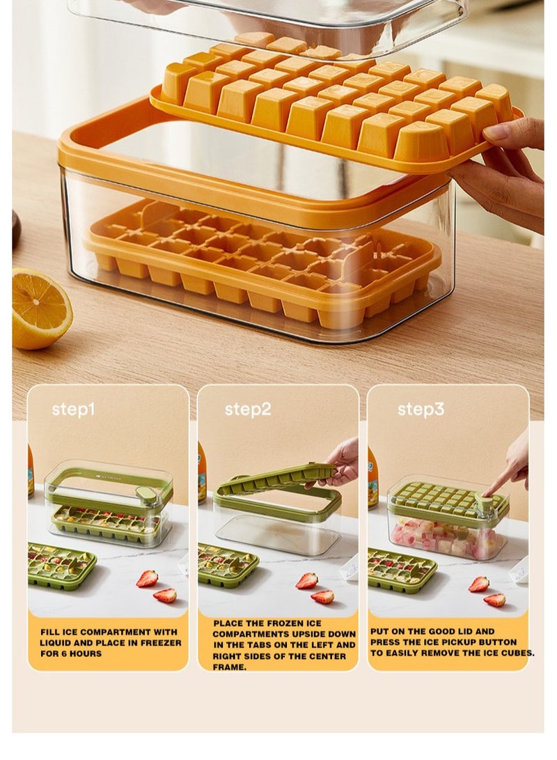 Sunspire The distinctive ice mold dispenses ice quickly and consists of 64 storage compartments with lids for long-term storage and use. (orangish yellow) (23.8x13.5x10.9cm)  - Image 4