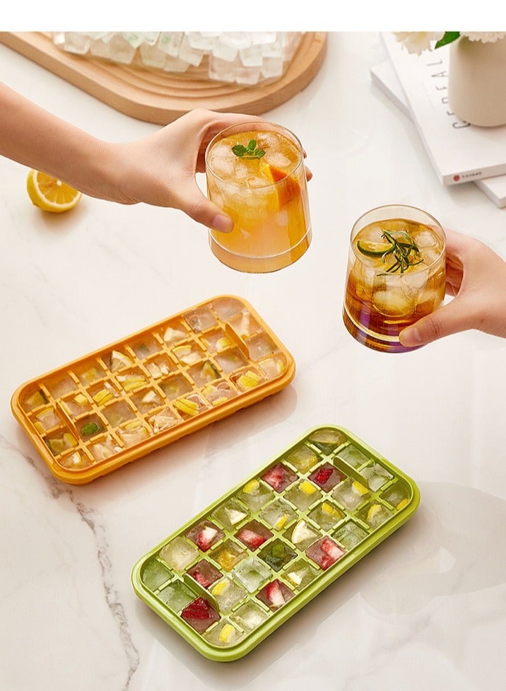 Sunspire The distinctive ice mold dispenses ice quickly and consists of 64 storage compartments with lids for long-term storage and use. (orangish yellow) (23.8x13.5x10.9cm)  - Image 5