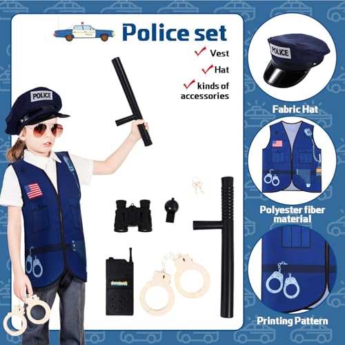 Bonuci 3 Sets Kids Dress up for Play Age 3-7 Years Old,dress up Costumes Vest Set Police,fireman and Worker for Toddler Kids Boys Pretend Role Accessories - Image 5