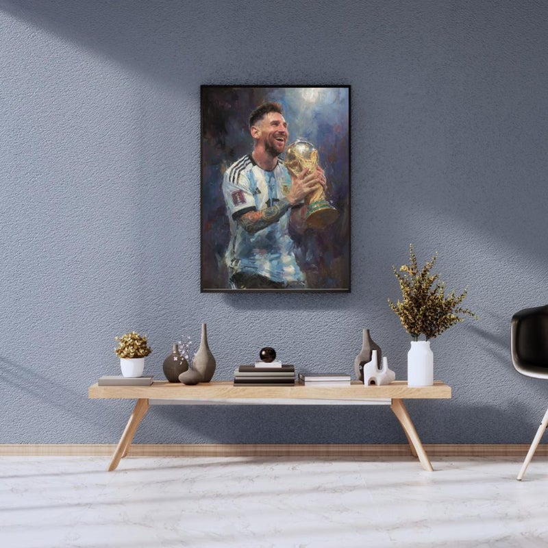 ARS Framed Canvas Abstract Painting Print of Lionel Messi, Soccer Fans, Soccer Lovers, Number 10 Football Decor, World Cup 2026, Wall Art Print Wall Decor for Office Living Room Bedroom Gifting - Image 3