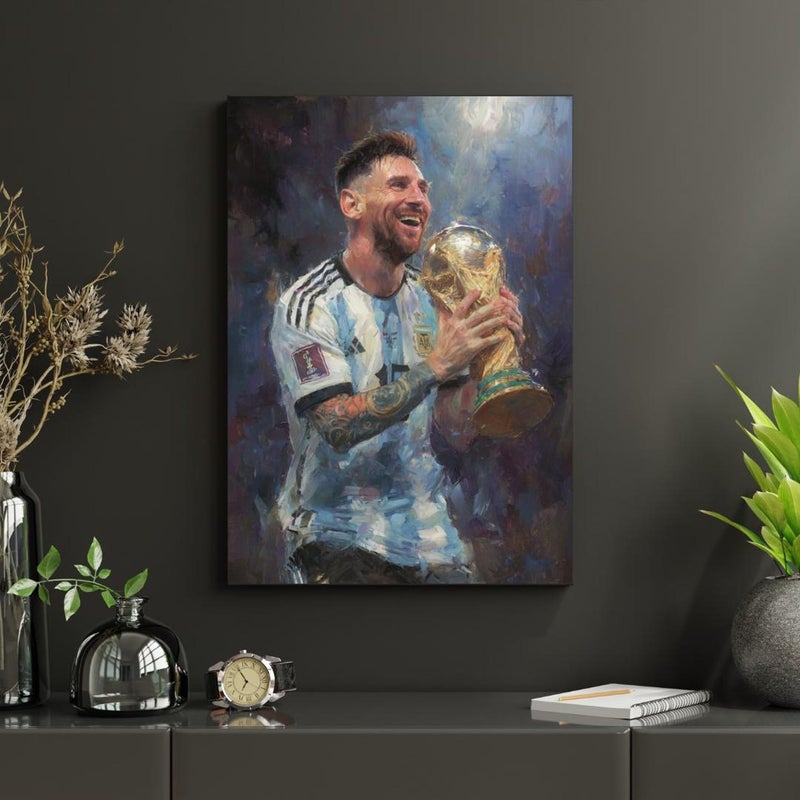 ARS Framed Canvas Abstract Painting Print of Lionel Messi, Soccer Fans, Soccer Lovers, Number 10 Football Decor, World Cup 2026, Wall Art Print Wall Decor for Office Living Room Bedroom Gifting - Image 1
