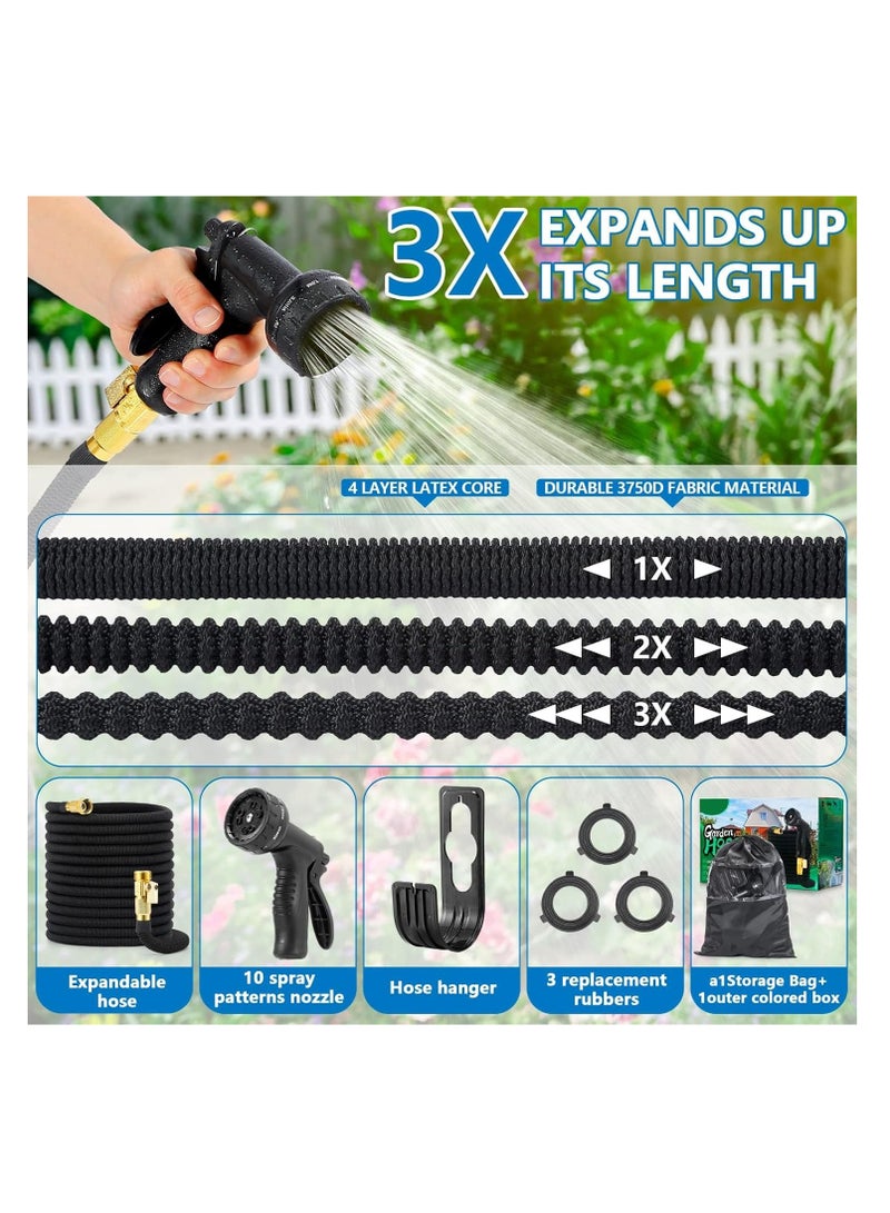 Arabest Expandable Garden Hose, 100 FT Flexible Water Hose, Triple Layer Latex & 8 Patterns Spray Nozzle and 3/4" Solid Brass Fittings Garden Hosesfor, Home & Heavy Duty Commercial Use - Image 4