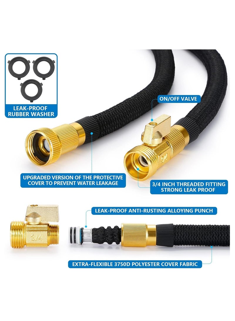Arabest Expandable Garden Hose, 100 FT Flexible Water Hose, Triple Layer Latex & 8 Patterns Spray Nozzle and 3/4" Solid Brass Fittings Garden Hosesfor, Home & Heavy Duty Commercial Use - Image 5