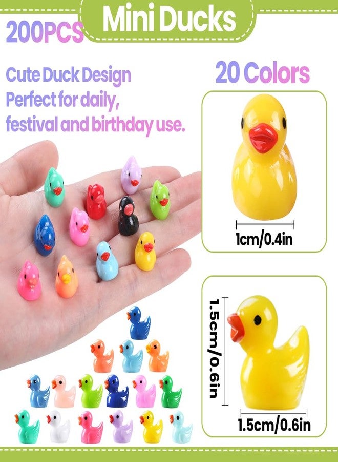 DULEFUN 200pcs Mini Resin Ducks 20 Colors Small Tiny Little Duck Figurines to Hide Miniature Figures for Dollhouse Micro Garden Landscape Decoration Craft Party Favors Toys - Image 2
