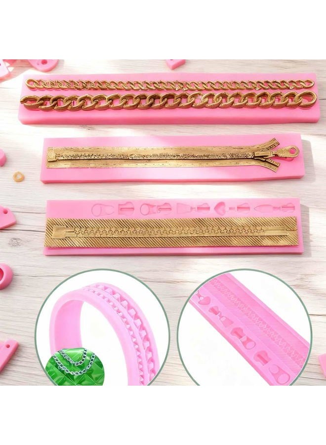KuuGuu 2 PACK Zipper Chain Silicone Mold for DIY Cake Cupcake Topper Fondant Chocolate Clay Mould Purse Bag Mold - Image 3
