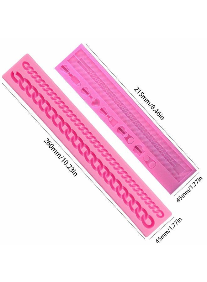 KuuGuu 2 PACK Zipper Chain Silicone Mold for DIY Cake Cupcake Topper Fondant Chocolate Clay Mould Purse Bag Mold - Image 2