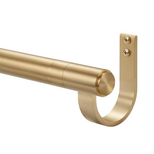 Fumlyate Curtain Rods for 2868 Windows Splicing Construction 1 Adjustable Drapery Rod with Aluminum Alloy Brackets and Finials for Window Sliding Door Patio Living Room Decoration Brushed Gold - Image 1