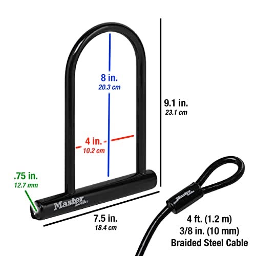 Master Lock 7.25" U Lock with Looped End Cable - Image 3