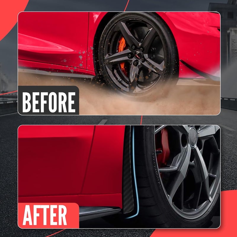 BILLFARO 4PCS Front & Rear Mud Flaps,Carbon Fiber Pattern Splash Guards Wheels Rock Mudguards Mudflap Fender for Corvette C8 Stingary Z51 Convertible/HTC 2020+,Replace OEM #84263453 84263457 - Image 3