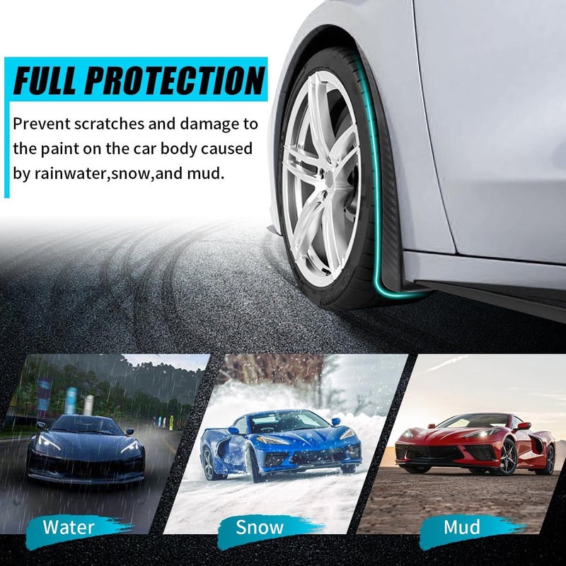 BILLFARO 4PCS Front & Rear Mud Flaps,Carbon Fiber Pattern Splash Guards Wheels Rock Mudguards Mudflap Fender for Corvette C8 Stingary Z51 Convertible/HTC 2020+,Replace OEM #84263453 84263457 - Image 4