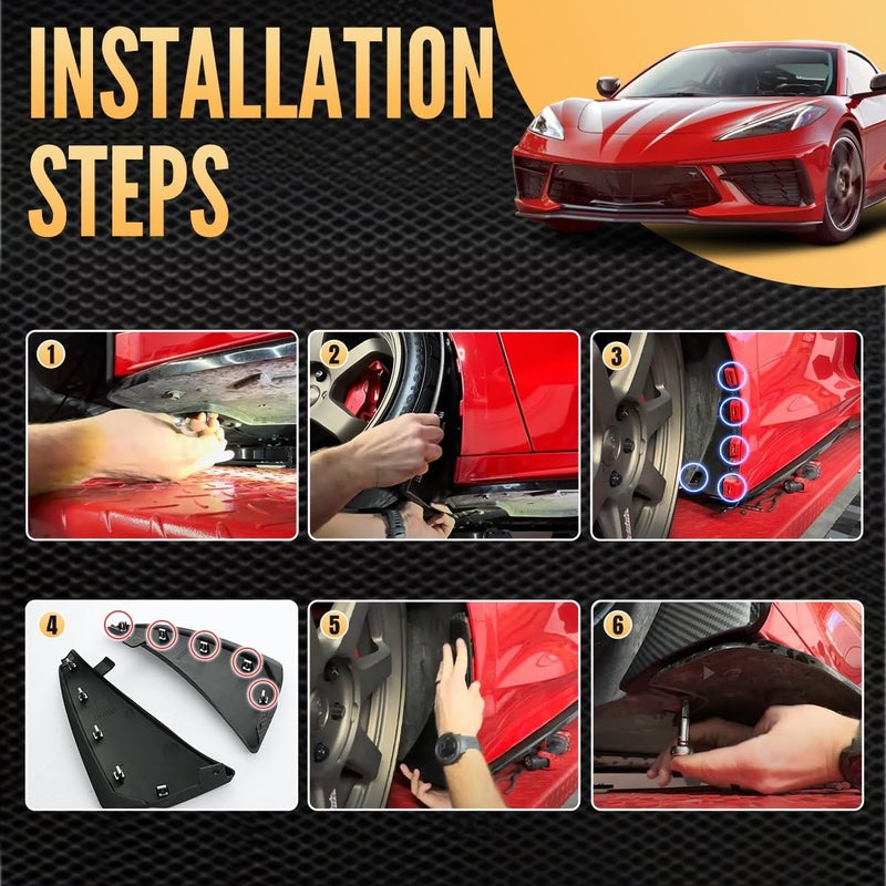 BILLFARO 4PCS Front & Rear Mud Flaps,Carbon Fiber Pattern Splash Guards Wheels Rock Mudguards Mudflap Fender for Corvette C8 Stingary Z51 Convertible/HTC 2020+,Replace OEM #84263453 84263457 - Image 2