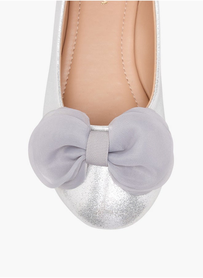 Flora Bella By Shoexpress Girls Bow Accent Slip-On Ballerina Shoes  - Image 4