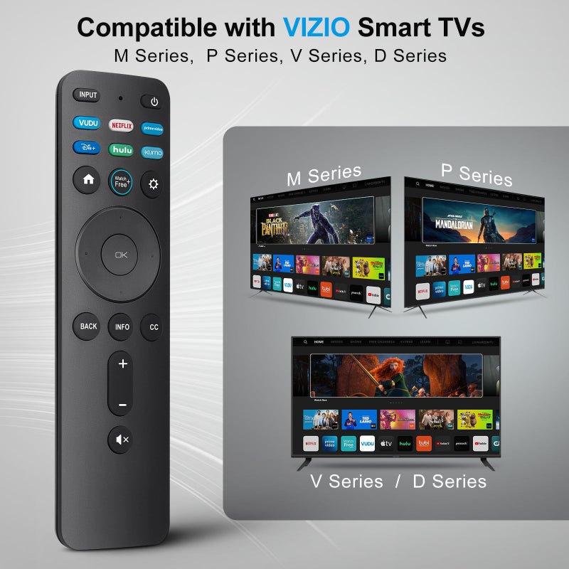 EWO'S Universal Remote Replacement XRT260 for All VIZIO Smart TV Smartcast 4K P-Series V-Series D-Series M-Series XRT136 XRT140 , with Buttons for Netflix Disney Prime Video Hulu (No Voice Function) - Image 2