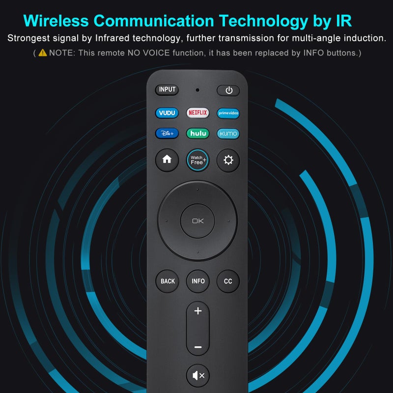 EWO'S Universal Remote Replacement XRT260 for All VIZIO Smart TV Smartcast 4K P-Series V-Series D-Series M-Series XRT136 XRT140 , with Buttons for Netflix Disney Prime Video Hulu (No Voice Function) - Image 3