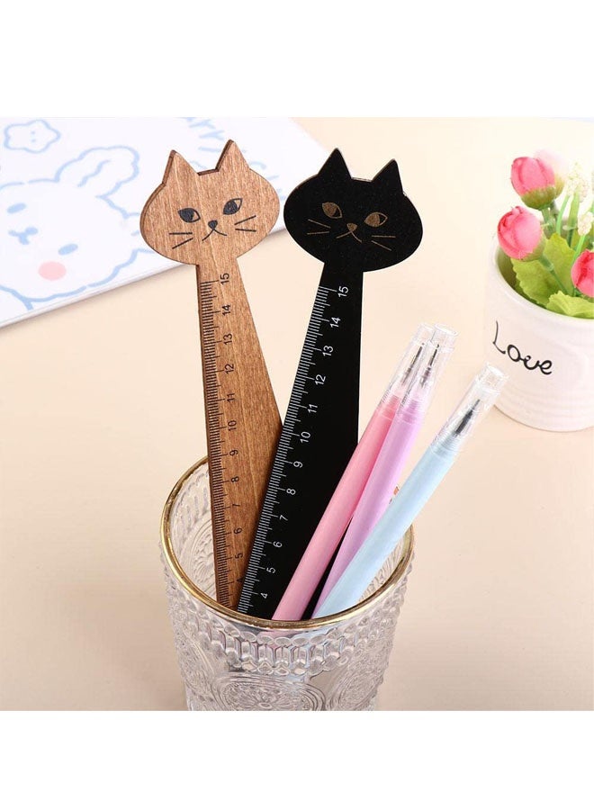 2 قطط شكل حاكمة 15 سم قطط خشبية حاكمة مستقيمة براون و أسود مدرسة اللوازم متعددة الاستخدامات للفروض المنزلية للطلاب، DIY الحرف، المنزل استخدام، الأطفال 'التنوير التعلم اليومية القياس، الجمع بين العملية مع الجمال اللطيفة - Image 4