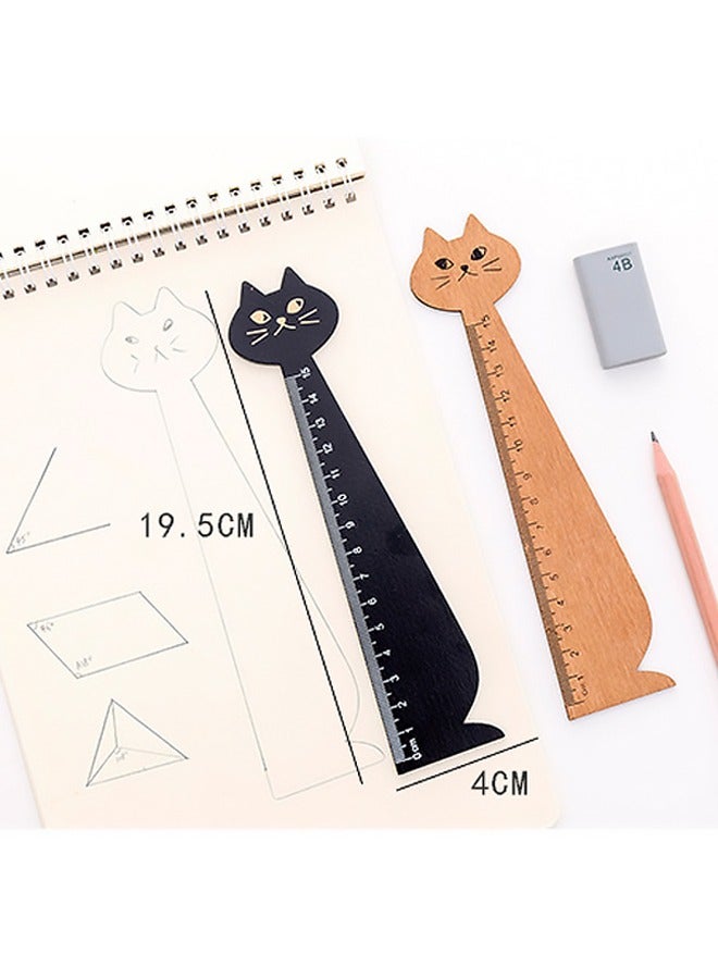 2 قطط شكل حاكمة 15 سم قطط خشبية حاكمة مستقيمة براون و أسود مدرسة اللوازم متعددة الاستخدامات للفروض المنزلية للطلاب، DIY الحرف، المنزل استخدام، الأطفال 'التنوير التعلم اليومية القياس، الجمع بين العملية مع الجمال اللطيفة - Image 2