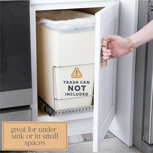 HOLDN’ STORAGE Pull-Out Trash Can for Cabinet - 9 Gal / 36 qt - Heavy-Duty Chrome, Smooth Slide with Trash Bag Storage - Requires at Least 11" Cabinet Opening (Trash Bin Not Included) - Image 4