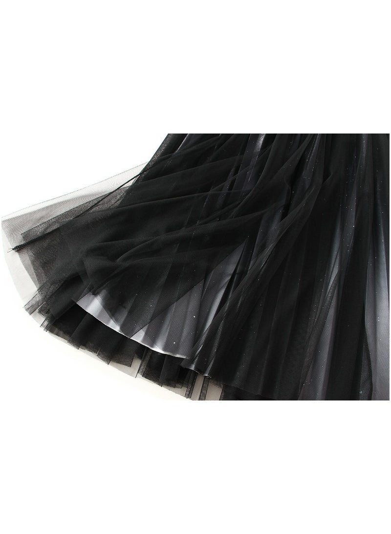 Loquat Women's Star Sky Gradual Yarn Skirt 100 Pleated Long Dress Black  - Image 3
