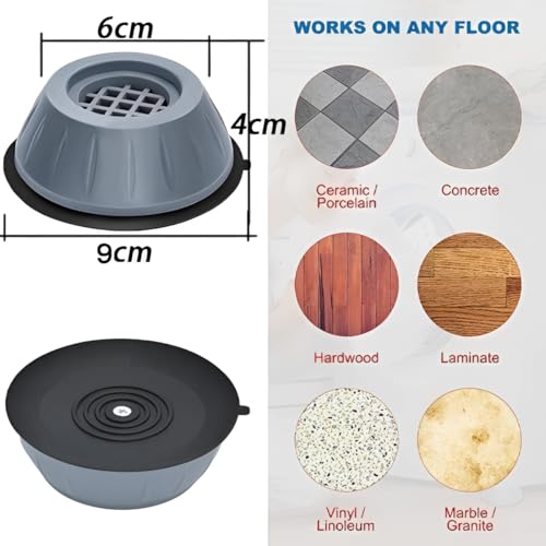 Oblivion Anti-Vibration Pads for Washing Machine 4Pcs – Noise Cancelling Feet, Shock Absorber Bushes, Leveling Support Legs with Suction Base, Durable Round Washer Stand for Stability and Reduction - Image 3