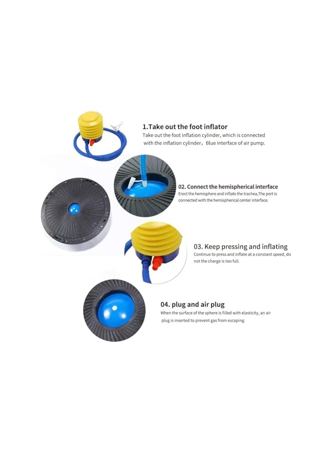 PROMASS Half Ball Balance Trainer - 46Cm Anti Slip Half Balance Ball With Resistance Bands And Foot Pump, Exercise Ball For Yoga, Fitness, Core Training, Home Gym Workout - Image 4