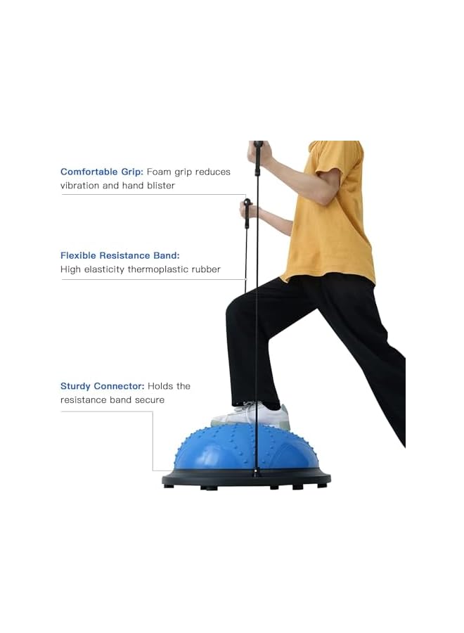 PROMASS Half Ball Balance Trainer - 46Cm Anti Slip Half Balance Ball With Resistance Bands And Foot Pump, Exercise Ball For Yoga, Fitness, Core Training, Home Gym Workout - Image 3