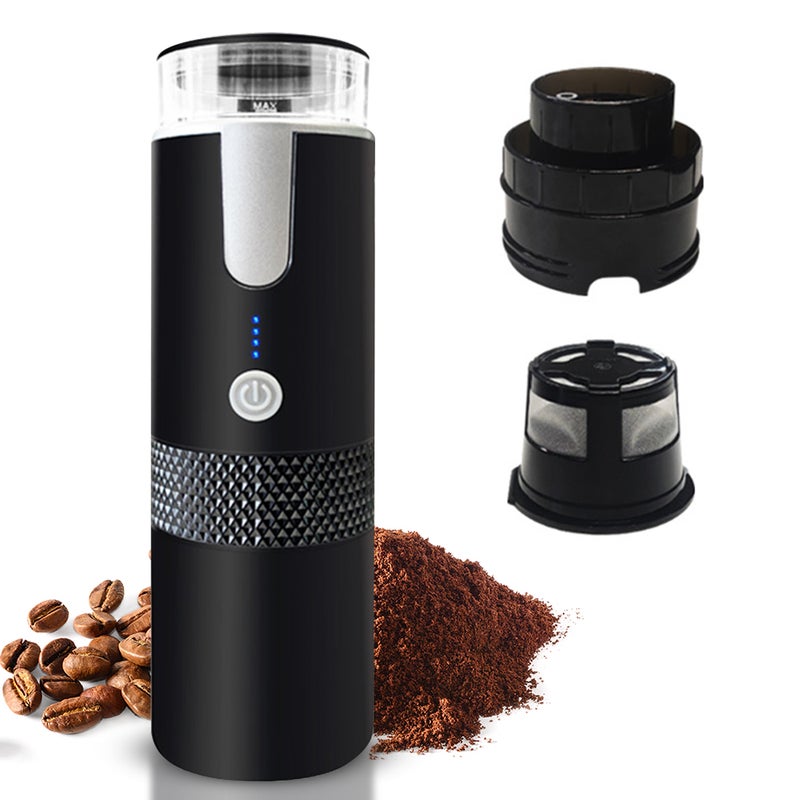 آلات القهوة الإسبريسو الكهربائية المحمولة - آلة قهوة صغيرة حاوية 6 أونصات تخدم شخصًا واحدًا مع كأس ومكعب لغبار القهوة والكبسولات وبطارية قابلة لإعادة الشحن سعة 1200 مللي أمبير ساعة ومعدل تحضير تلقائي للاستخدام في المخيم والسفر والسيارة والتسلق والمكتب - Image 1