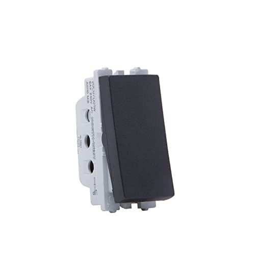 Wipro Northwest Nowa 6A One Way Switch, Matt Black (pack of 20) - Image 1