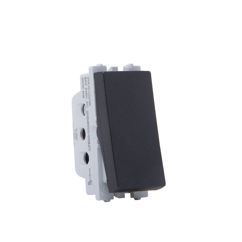 Wipro Northwest Nowa 6A One Way Switch, Matt Black (pack of 20) - Image 2
