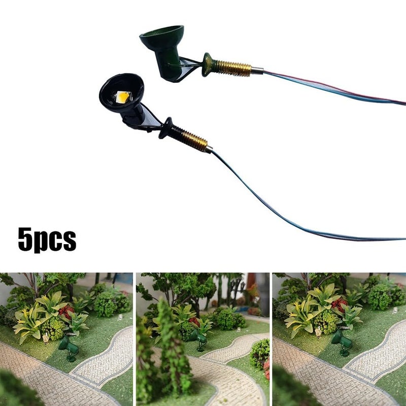 HO Scale LED Floodlight Set with Brass Mast 25mm Height Warm White 3V 12 19V AC DC Black - Image 4