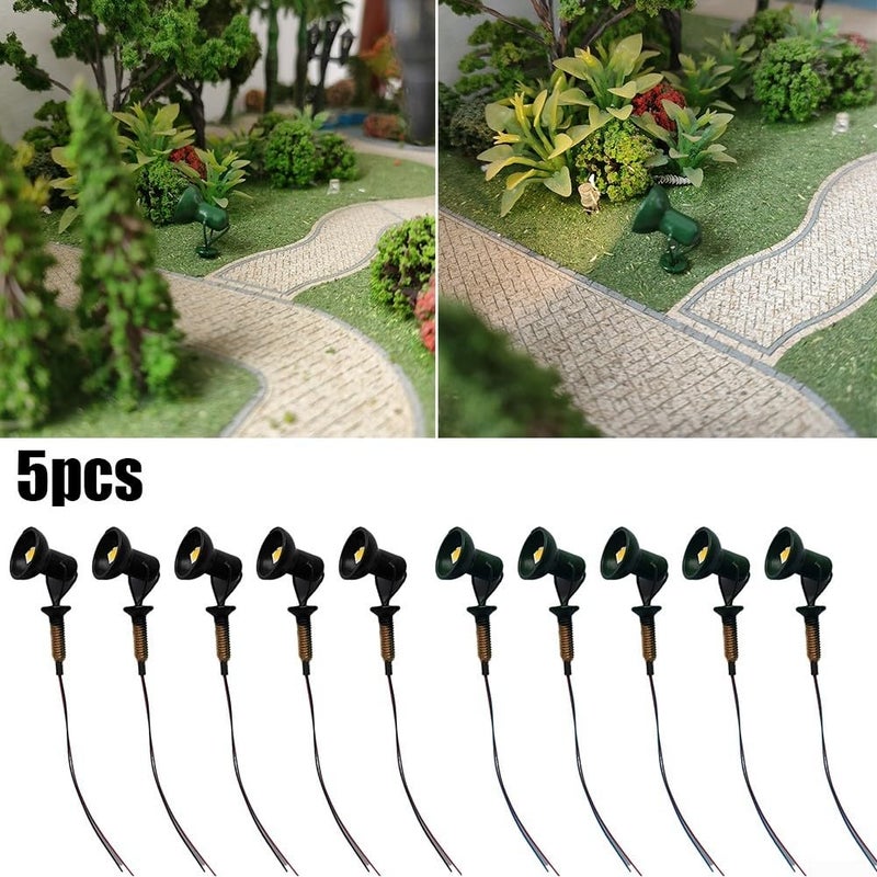 HO Scale LED Floodlight Set with Brass Mast 25mm Height Warm White 3V 12 19V AC DC Black - Image 5