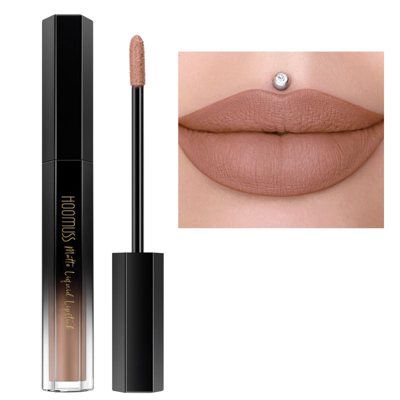 HOOMUSS Nude Lipstick Long Lasting, Matte Liquid Lipsticks for Women Non Transfer Smudgeproof Smooth and Easy to Appy Cruelty Free Lip Color, M61 Latte Nude - Image 1