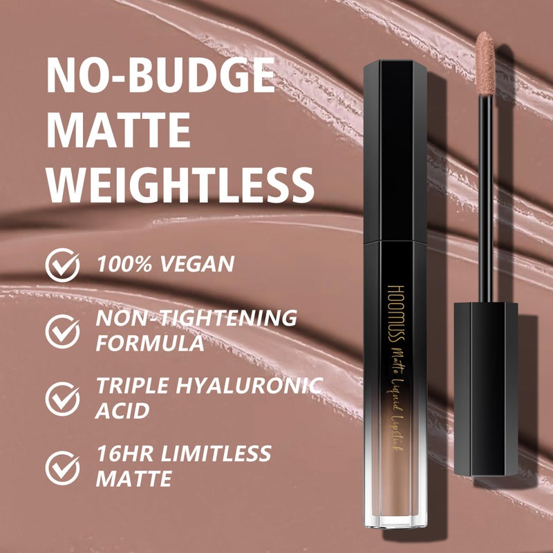 HOOMUSS Nude Lipstick Long Lasting, Matte Liquid Lipsticks for Women Non Transfer Smudgeproof Smooth and Easy to Appy Cruelty Free Lip Color, M61 Latte Nude - Image 4