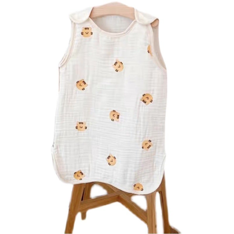 South Korea Cute Baby Gauze Sleeping Bag Summer Thin Air-conditioned Room Sleeping Bag Baby Embroidered Kick-proof Sleepwear - Image 2