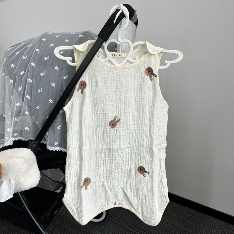 South Korea Cute Baby Gauze Sleeping Bag Summer Thin Air-conditioned Room Sleeping Bag Baby Embroidered Kick-proof Sleepwear - Image 4